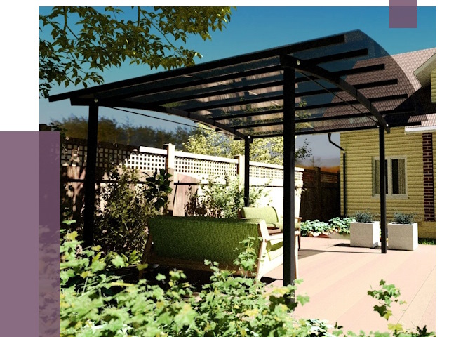 Навесы для террасы в Карталах от 13300 руб. под ключ | ПРОЛЁТ-Крт