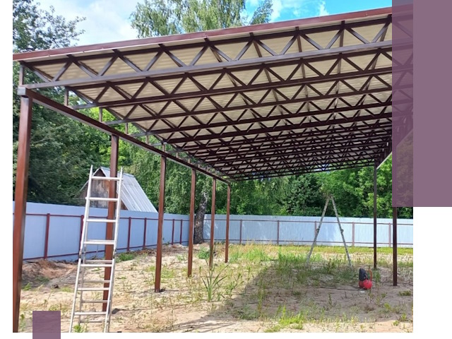 Односкатные навесы под ключ в Карталах — изготовление и монтаж