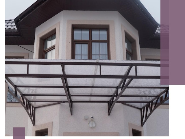 Козырьки из поликарбоната под ключ в Карталах