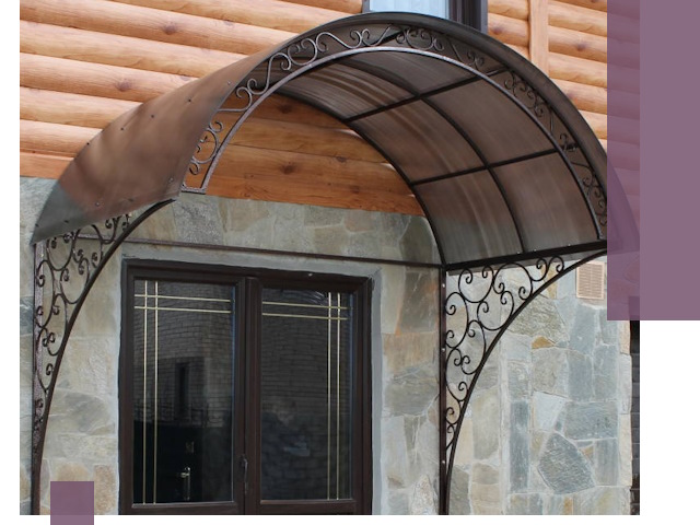Арочные козырьки под ключ в Карталах: изготовление и монтаж